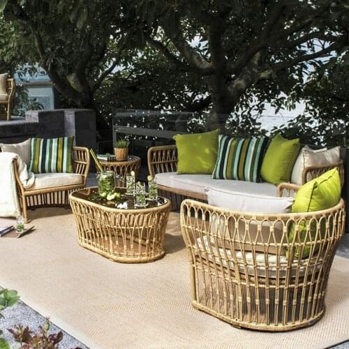 Leisure courtyard rattan sofa indoor living room homestay terrace villa creative outdoor rattan chair furniture combination