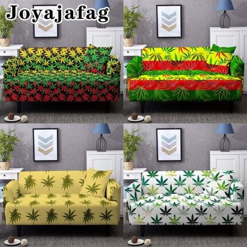 Elastic Sofa Covers For Living Room Psychedelic Weed Leaves Washable Sectional Corner Couch Cover All-cover L Shape Slipcovers