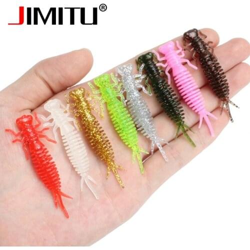 JIMITU 5pcs/lot Larva Soft Lures 55mm 1.2g Artificial Worm Silicone Bait Bass Pike lure Soft Baits leurre souple fishing Tackle