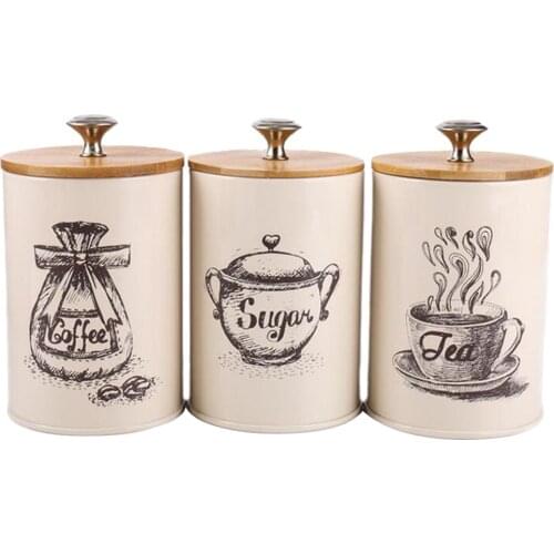 Canisters Set Dry Food Storage Container for kitchen Counter, Tea Sugar