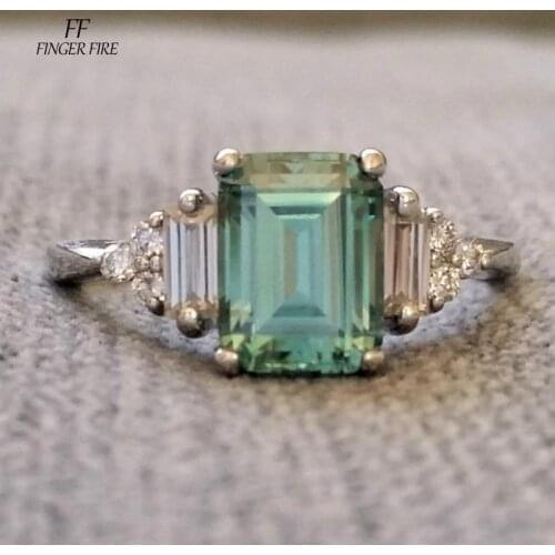 Classic Timeless 925 Standard Sterling Silver Emerald Diamond Female Ring Engagement Wedding Bride Love Ring Anniversary Gift
