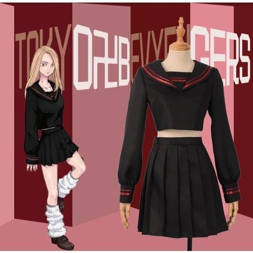 Anime Tokyo Revengers Cosplay Costumes Hooligan Black Uniform For Girls Sailor Suit Female Role Play Prop Clothing Custom-Make