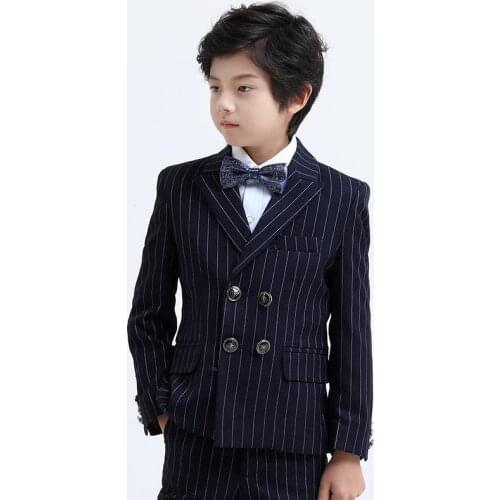 New Arrival Boys Suit Set Spring Autumn Winter Men Formal Double Breasted Striped Boy Suits Formal plus size 110-150 4-14