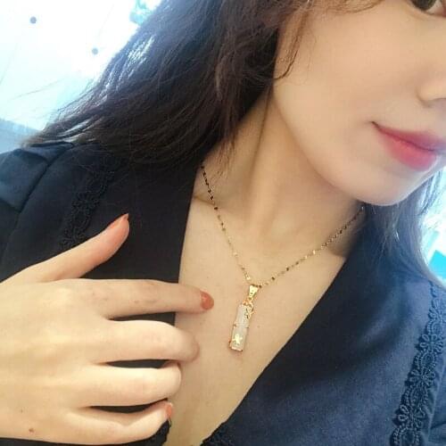 Creative Classic Acrylic Bamboo Joint Pendant Necklace Gold Color Titanium Stainless Steel Chain Choker For Women Jewelry Gifts