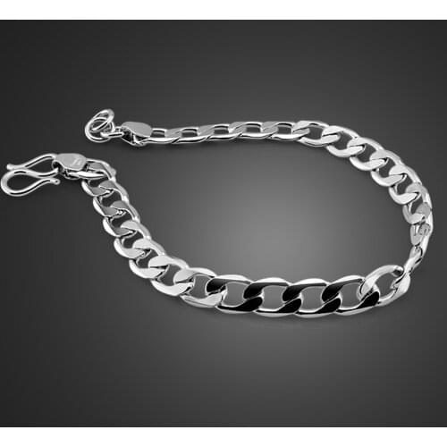 Personality New 100% 925 Sterling Silver Jewelry Men Whip Bracelet Simple High-quality Popular Chain Bracelet Gift For Boy