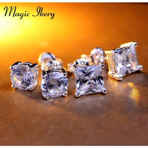 Magic Ikery 7mm CZ aaa zircon Earrings for Women Men Jewelry Cool Men Stud Earrings Vintage Women Earrings Couples MKA38