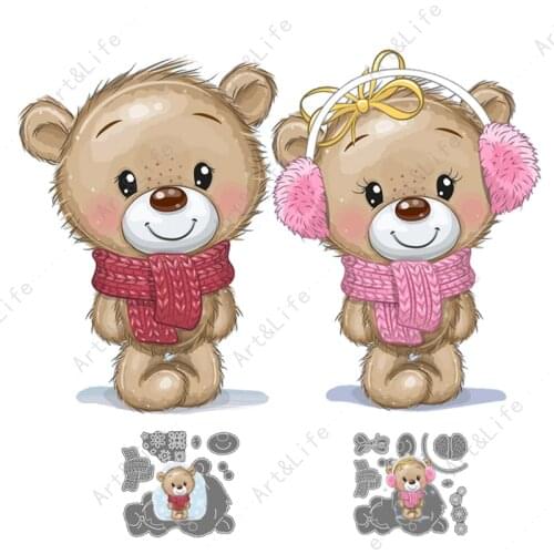 New Metal Cutting Dies Christmas Cute Bear Boy And Girl Stencils For Making Scrapbooking Album Birthday Cards Embossing Cut Die