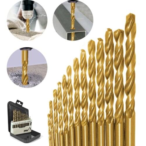 13pcs Left Handed Drill Bit Set M2 HSS extractor drill bits for metal power tools accessories with Titanium Nitride Coating