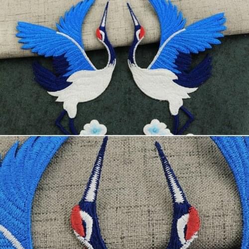 Red-crowned Crane Ironing Transfer Clothes Striped Bird Patch Sticker DIY Decal Embroidery