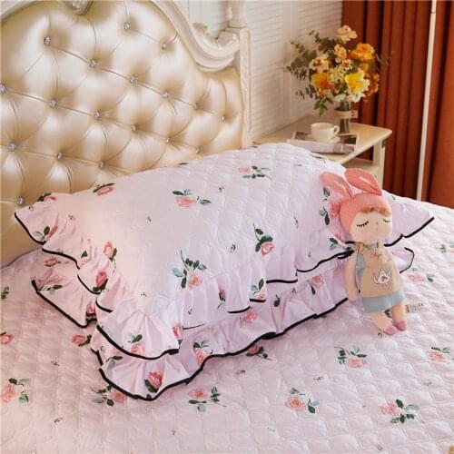 1 Pair Princess Style Pure Cotton Pillowcase Thick Floral Printed Pillow Cover for Adult 48*74cm Decorative Pillowcover for Bed