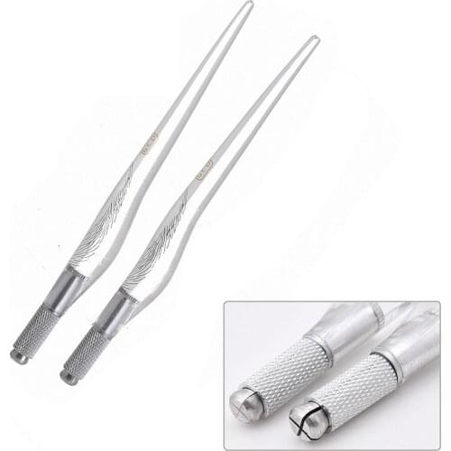 Stainless Steel Semi Permanent Manual Tattoo Pen Eyebrow Microblading Pen Makeup Flat Blade Needle Crystal Acrylic Tattoo