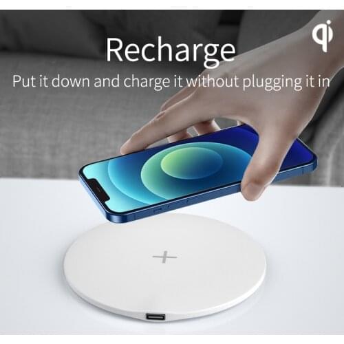 New 15W Ultra-thin Round Wireless Charger Suitable for iPhone12 Mobile Phone Car Wireless Charging