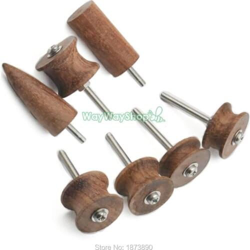 One Set (7 Pcs) Chaser Leather Tool Wood & Steel Burnisher Kits Cocobolo Skirt Leather Craft Slicker