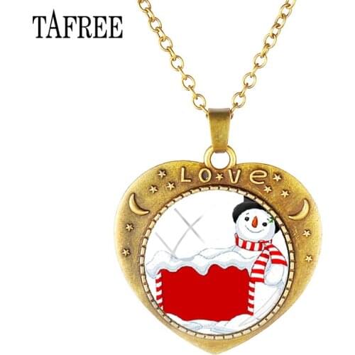 TAFREE Heart-Shaped Necklace Unique Christmas Gifts For Women Kids Antique Bronze Plated Pendant Necklace Jewelry J181