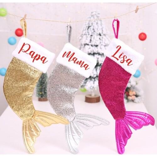 Personalized Mermaid Stocking Christmas Gift Idea Custom Mermaid Tail Stocking Christmas Name Gift Family Christmas Stocking