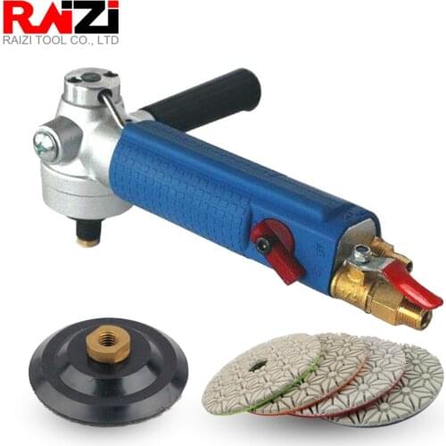 Raizi Best Pneumatic Wet Air Polisher with backer pad for Granite Marble Stone Side-Exhaust M14 5/8-11 Polishing Tool Machine