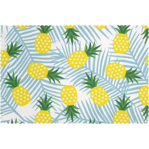 Tableware Pad Placemats 6 Pcs Table Mat Non-Slip Yellow Pineapple With Triangles Geometric Fruit Placemats for Dining Table