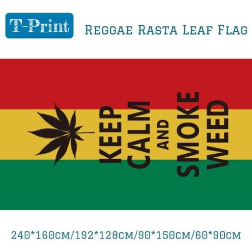Reggae Rasta Leaf Polyester Wall Sticker Flower Hanging Flag For Bar Party Music Festival Tattoo Shop Decoration