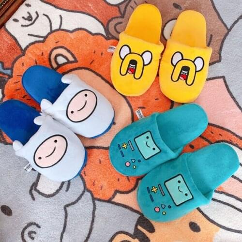 Cute Slippers Adventure Time Slippers Lovers Jake BMO Soft Indoor Home Shoes Finn Plush Flat Non-slip Floor Slippers Girl Gifts