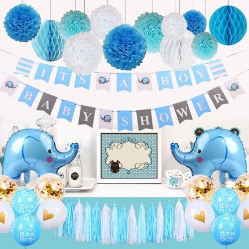 Baby Shower Decorations for Boy Elephant Theme Its A Boy Party Decor With Baby Elephant Balloons Blue Boy Shower Banners