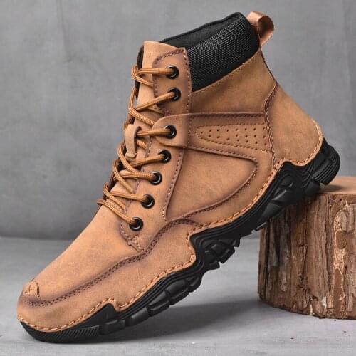 New Ankle Outdoor Boots Warm Comfortable High Top Hiking Shoes Soft Botas Hombre Big Size 38-46 Casual Handmade Boots 4 Colors