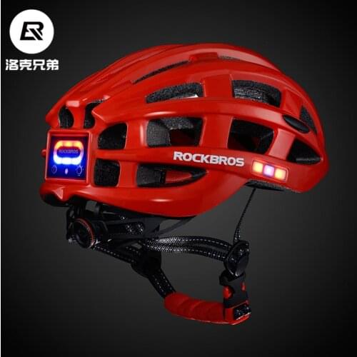 Rockbros Bicycle Helmet Restraint Warning Light Luminous Fly Net Mountain Highway Riding Helmet Equipment Men and Women