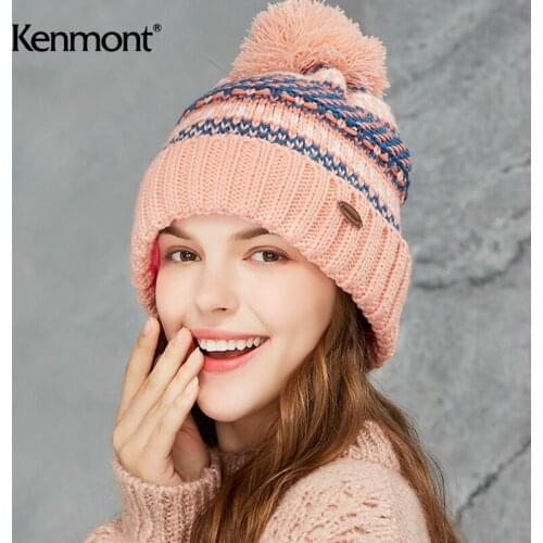 Womens fur ball autumn and Winter Hat Wool Hat lovely ear protection knitted hat outdoor thickened warm cover Winter Hat