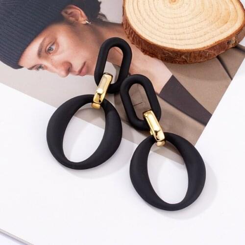 New Korean Acrylic Earrings For Women Bohemian Black Colour Earrings Big Geometric Drop Earring 2021 Female DIY Fashion Jewelry