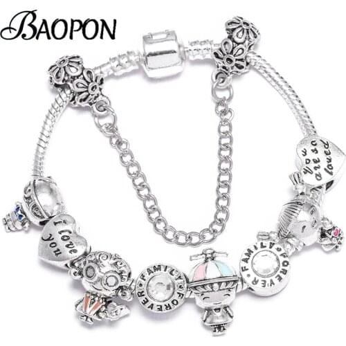 Forever Family Charm Bracelet For Women Jewelry Boy & Girl & Grandfa & Grandma Beads Fine Bracelets Family Series Jewelry