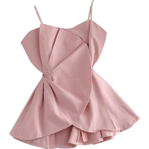 2021 Fresh Sweet Ruffles Pleated Patchwork Camis Women Summer Slim Waist Irregular Femme Vest Sexy Fashion All-match Tank Top