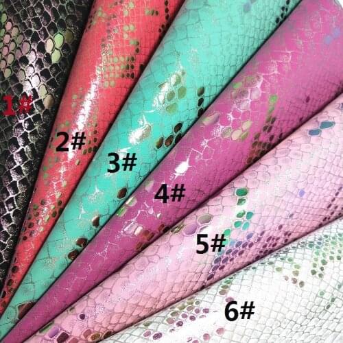 1PC 21X29CM Synthetic Letaher Cuero Sintetico Faux Leather Fabric Metallic Leather Snake Leather For Making Bow Accessories R261