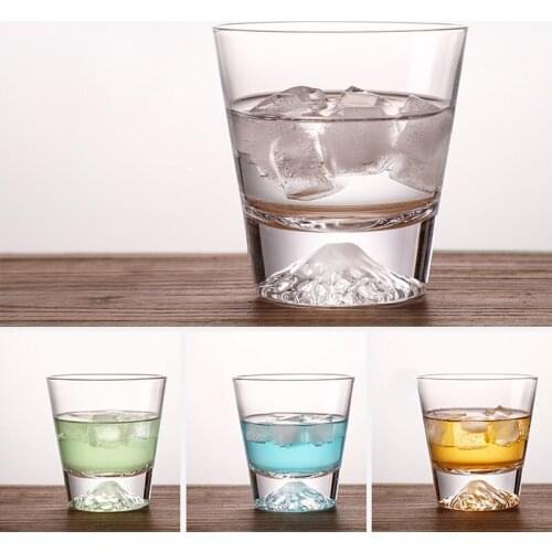 1PC Sparkling Quality Fuji Glass Transparent Crystal Glass Snow Mountain Glass Glass Tea Cup Cold Drink Glass Juice Cup