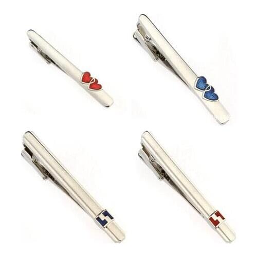 10pcs/lot Copper Heat Shape Tie Clips Blue/Red Enamel Heat Tie Pin Bars Mens Jewelry Wedding/Business Fathers Day Gift
