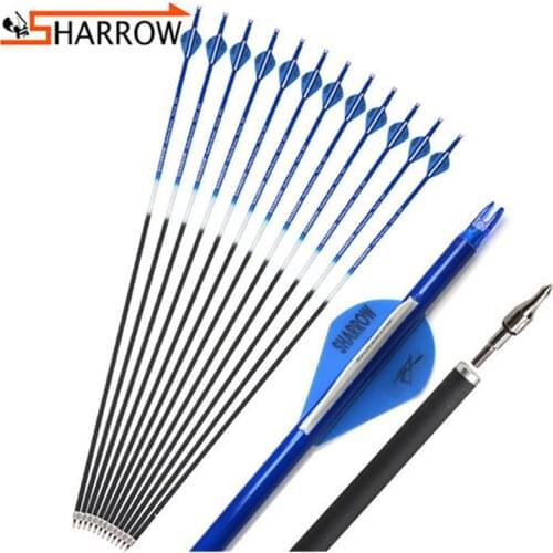 12/24pcs Outdoor Hunting 31.5inch Carbon Arrow Spine500 Bow And Arrow Shooting Training Mix Carbon Shaft For Archery Accessories