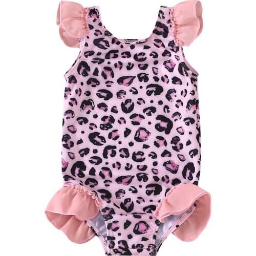 4# Summer Swimsuit Baby Kids Girls Clothes Beach Suit Leopard Print One Piece Swimwear Swimsuit For Girls Bathing Baby Clothes