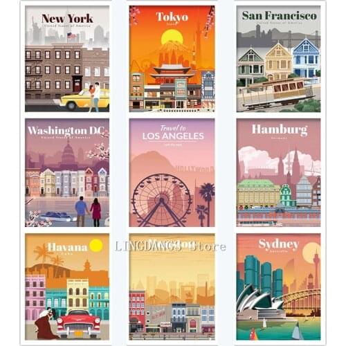 5D DIY Diamond Painting Landscape London Newyork Paris Spain City Map Diamond Mosaic Embroidery Cross Stitch Kits Art Home Decor