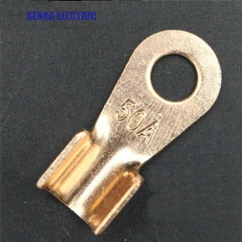 60pcs/lot 50A Copper Battery Cable Connector Circular Splice Crimp Terminal Cable Lug OT-50A
