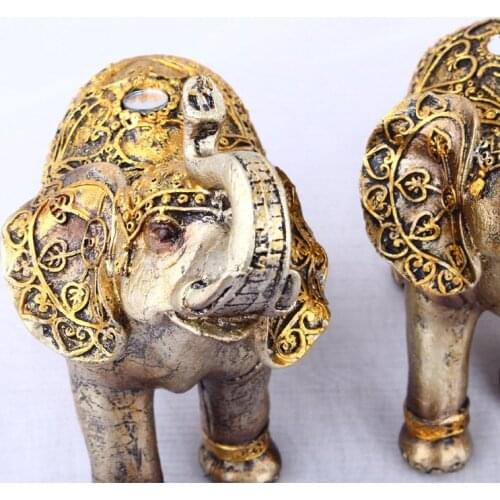 7PCS/SET GOLD BUDDHA ELEPHANT STATUE ORNAMENT FIGURINE ORNAMENTS RESIN CRAFTS FOR FORTUNE WEALTH HOME OFFICE DECOR R534