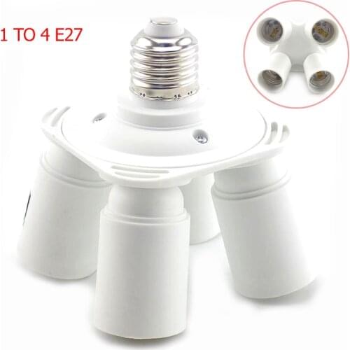 1 E27 to 4 E27 Lamp Bases Socket Light Lamp Converter Adapter 4 in 1 Heads Bulb LED 100-240V Bulb Holder Splitter Adapter