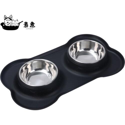 Pet Antislip Double Dog Bowl Food Feed Placement Dog Accessories Anti-overflow Tableware No Spill Pet Feeding Drinking Supplies
