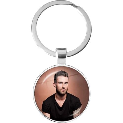 Maroon 5 Glass Cabochon Key Chains 3D Printing Logo 25mm Glass Dome Key Rings For Music Fans Creative Gift