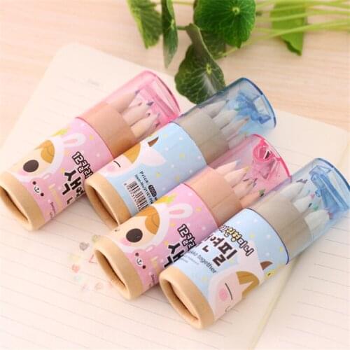 12 Pcs/Pack Korea Cute lovely rabbit Girl 12 color Wooden Painting Colored pencils student stationery school supplies wholesale