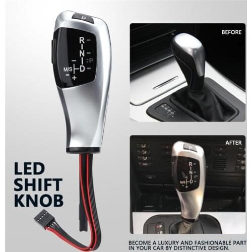 For BMW E60 E63 E46 2D 4D Car Gear Shift Knob LHD Automatic Leather Plastic LED Silver Shift Gear Knob 2004 Series 5 model 535
