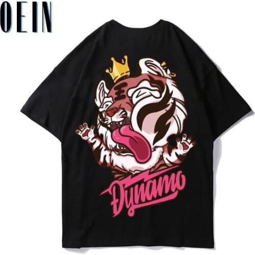 OEIN Men T Shirts Hip Hop 2021 Dark Streetwear Tshirt Tiger Print Harajuku Summer Short Sleeve T-Shirt Cotton Tops Tees Oversize