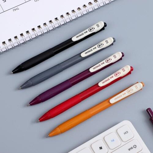 JIANWU creative Retro Colored Gel Pens press 0.5mm Fine Point Quick drying pens clip pen school supplies