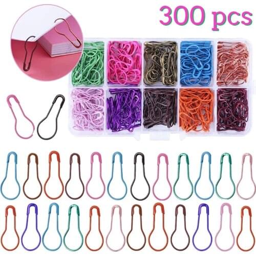 Imzay 300 Pcs Bulb Pins Calabash Stitch Markers Metal Safety Pins Pear Shaped Pins Calabash Pins Hangtag Pins with Storage Box