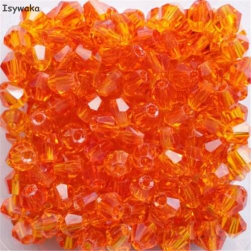 Isywaka Sale Orange colors 100pcs 4mm Bicone Austria Crystal Beads charm Glass Beads Loose Spacer Bead for DIY Jewelry Making