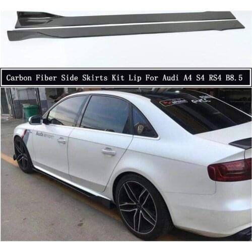 Carbon Fiber Side Body Skirts Kit Lip Trim Cover Spoiler For Audi A4 S4 RS4 B8.5 2012 2013 2014 2015 2016 Car Accessories