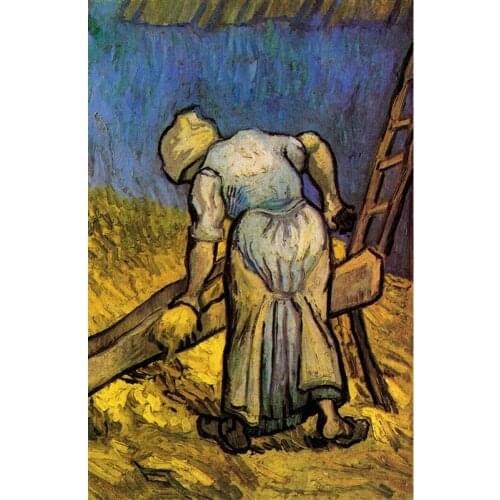 Peasant Woman Cutting Straw after Millet by Vincent Van Gogh Oil paintings reproduction Landscapes art hand-painted home decor