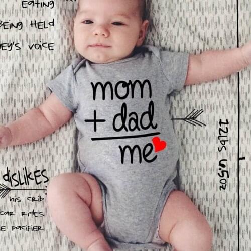 DERMSPE Summer Newborn Infant Baby Clothes Mom Plus Dad Equal Me Funny Cute Toddler Jumpsuits Bodysuits Outfits